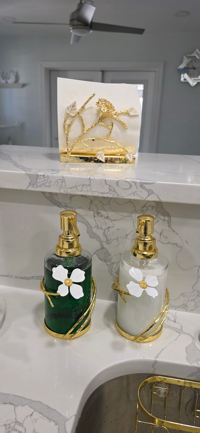 Customer photo review of Set Of Two Glass Soap Dispensers