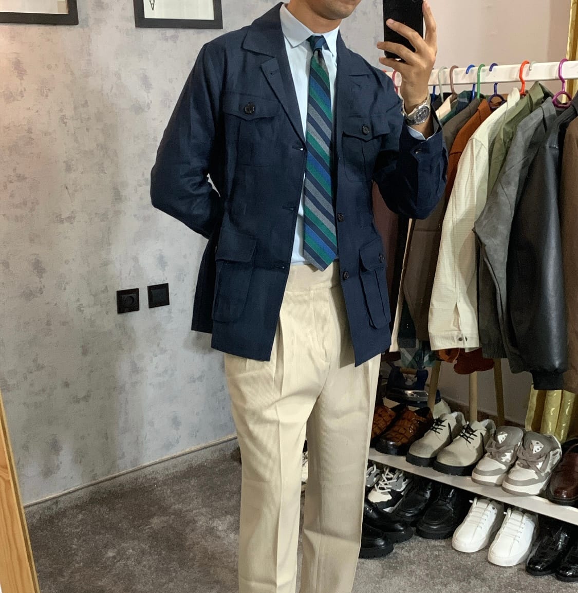 Customer photo review of Men's Linen American Jacket, POLO Collar Unstructured Solid Coat, Lightweight Summer Blazer