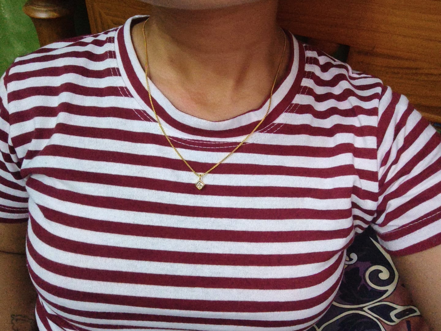 Customer photo review of Square Charm Accent Necklace