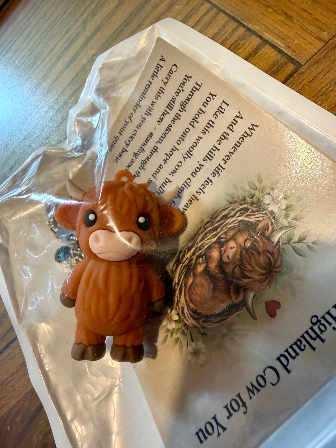 Customer photo review of 🐮A Little Highland Cow For You Keychain: Your Daily Reminder of Quiet Strength