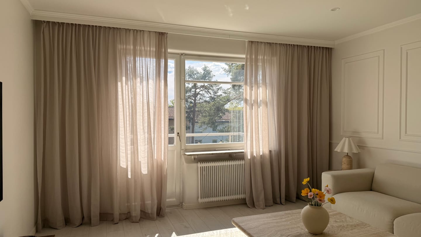 Customer photo review of Yarn Linen Look Sheer Custom Curtain