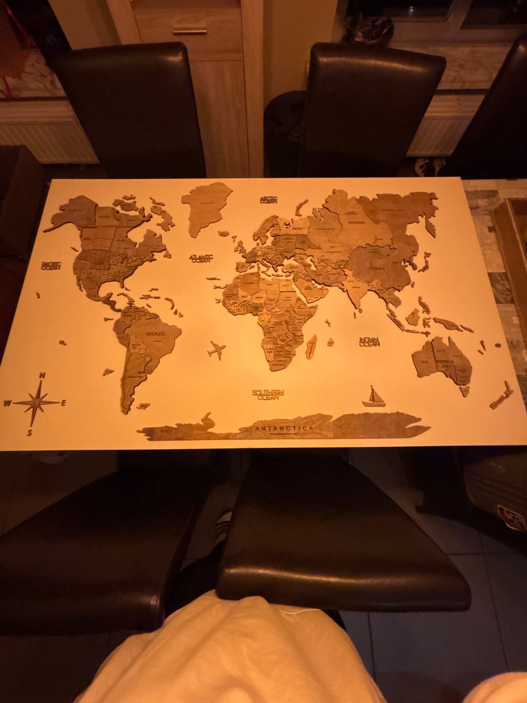 Customer photo review of 3D Wooden World Map Terra