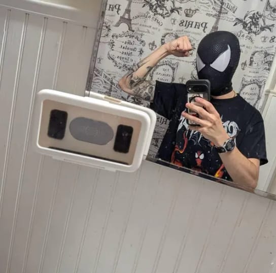 Customer photo review of Scarlet Spider Wearable Mask From Marvel’s Spider-Man (Venomized)