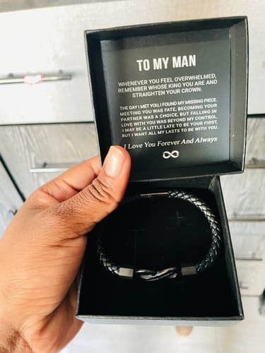 Customer photo review of "To My Man" Engraved Bracelet