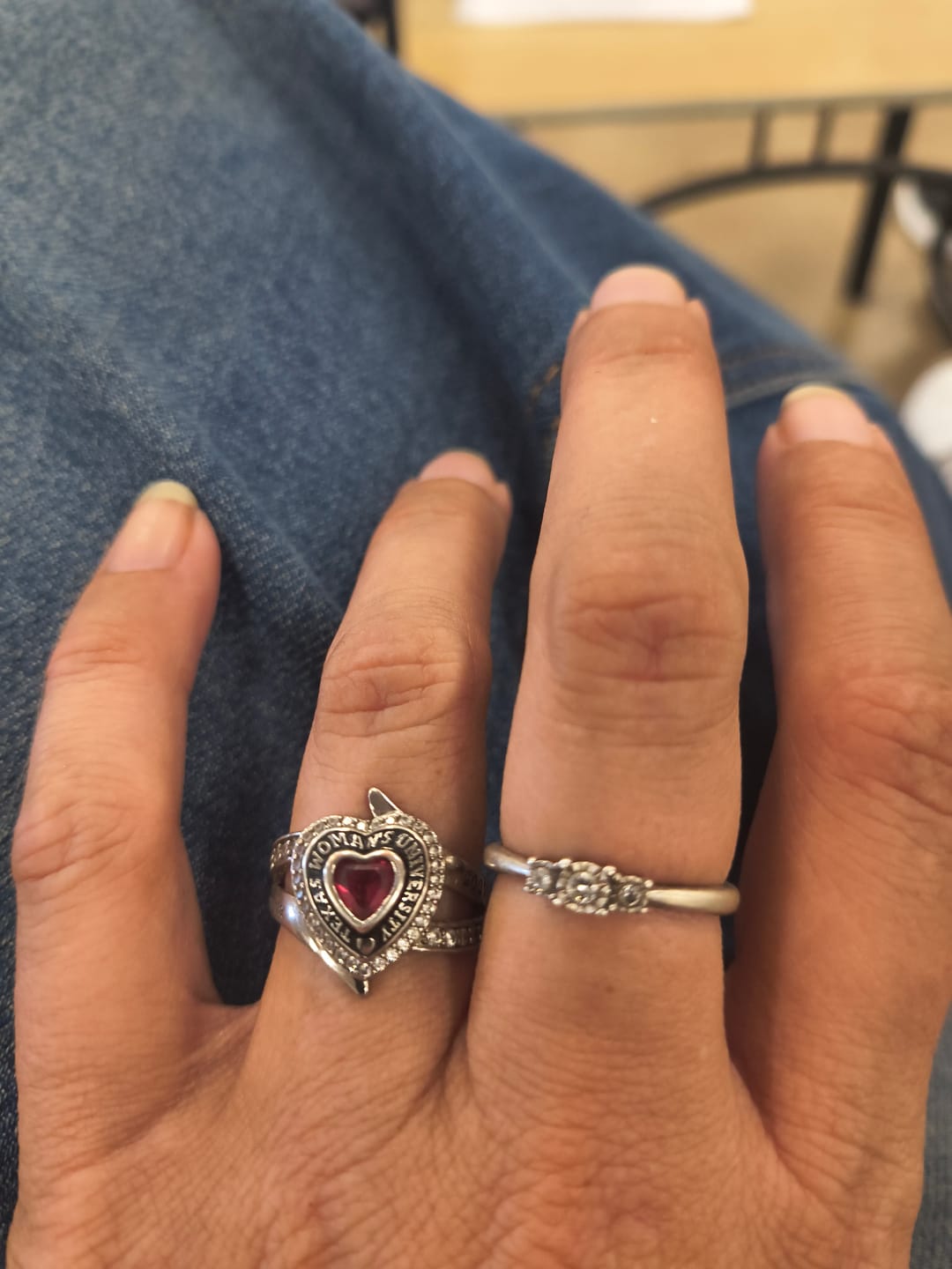 Customer photo review of Personalized Engraved Heart Birthstone Graduation Ring Gift for Graduates