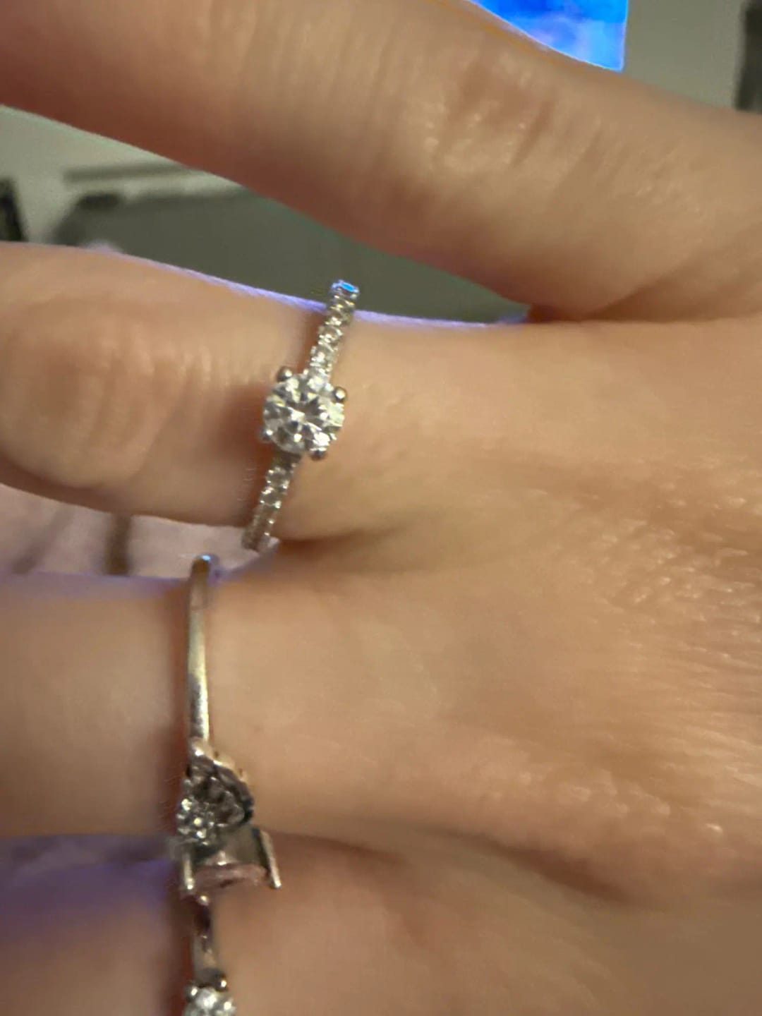 Customer photo review of Silver Petite Round Cut Moissanite Ring