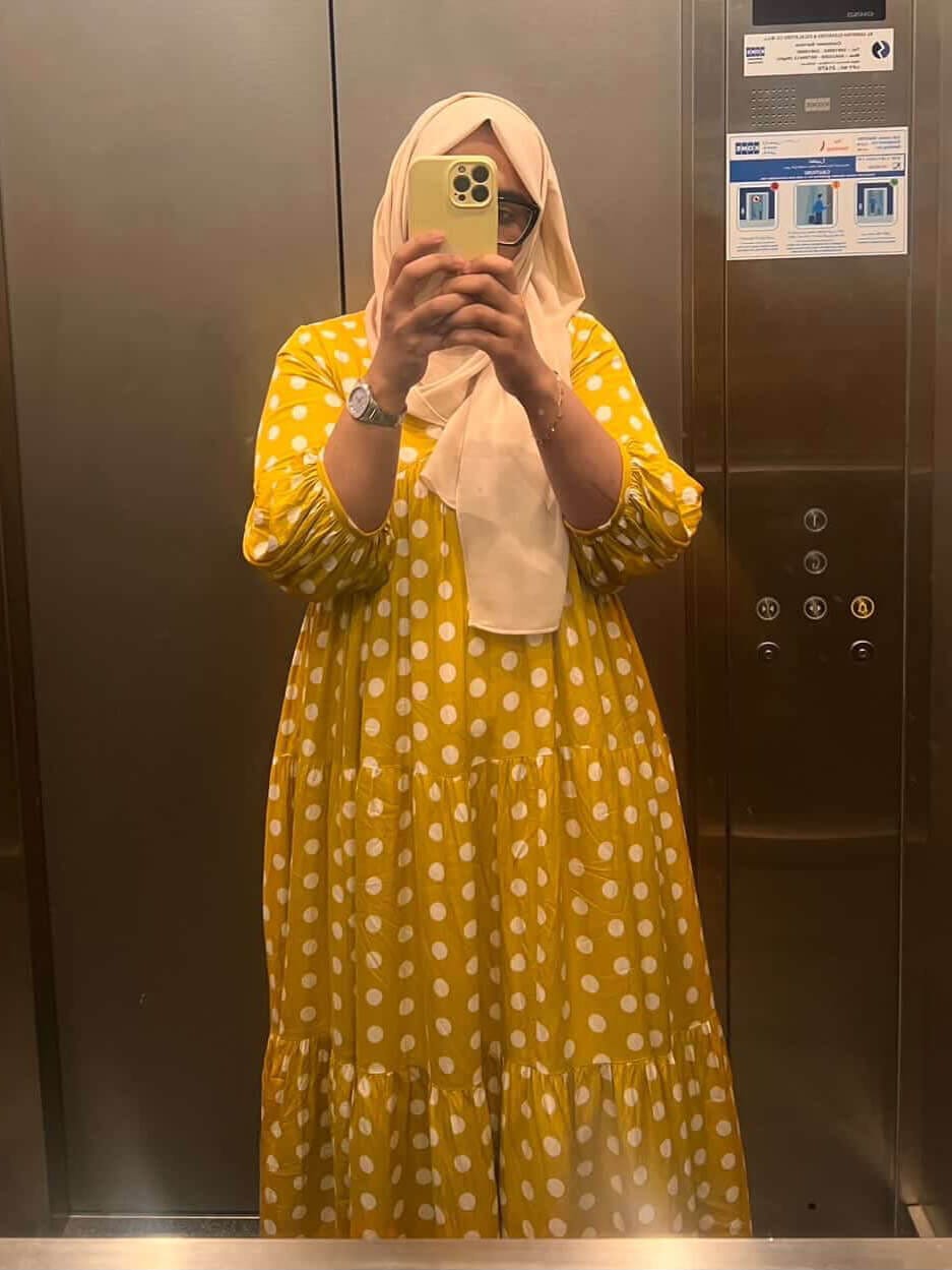 Customer photo review of Bonjour Yellow Polka Modal Maxi Dress