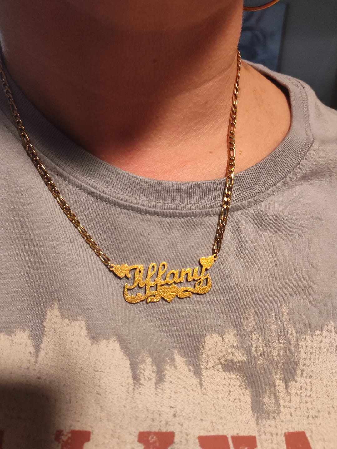 Customer photo review of Diamond Cut Lovely Heart Name Necklace