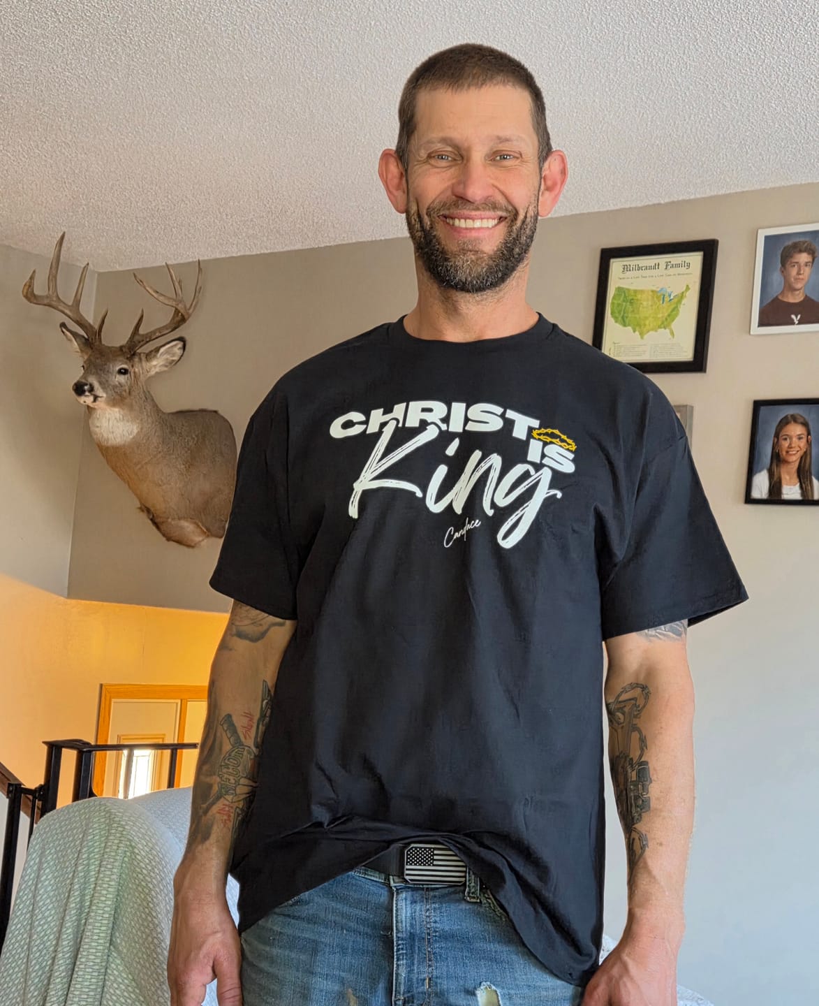 Customer photo review of Christ Is King T-Shirt