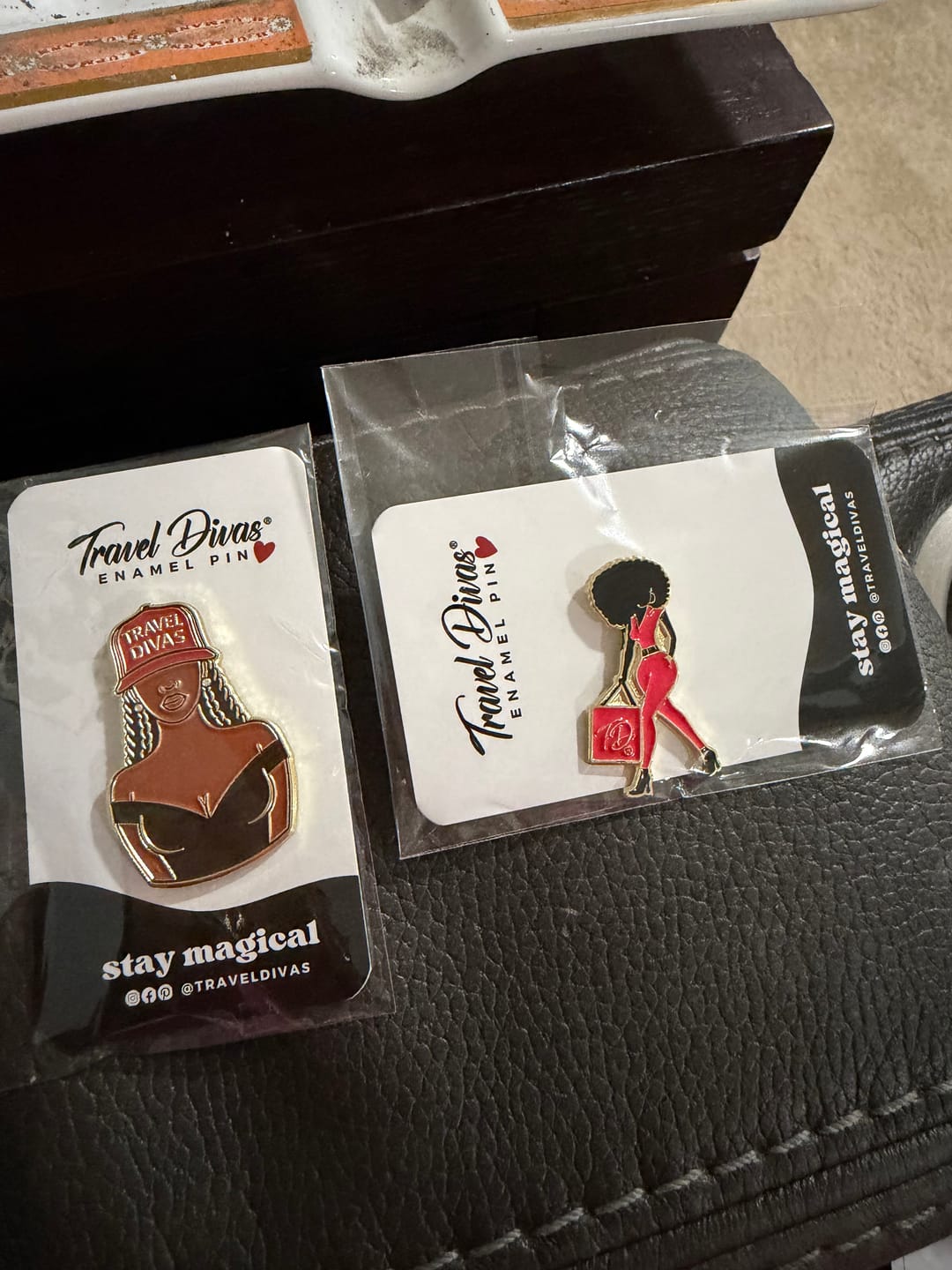 Customer photo review of Diva on the Move Gold Enamel Pin