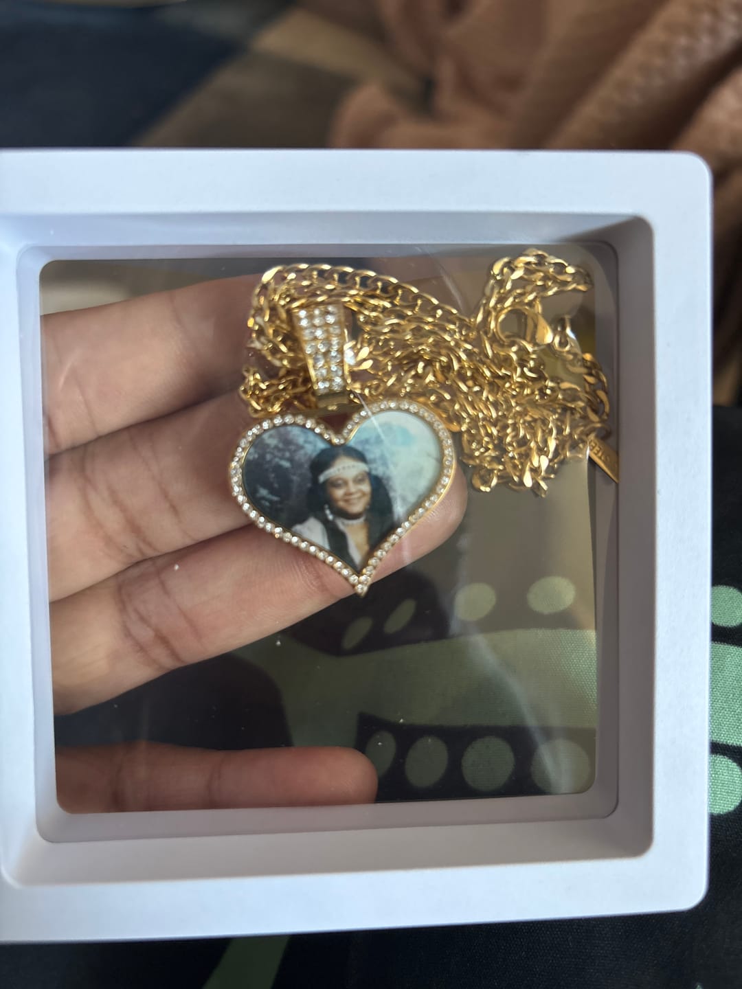 Customer photo review of Iced Photo Pendant w/ Cuban Chain