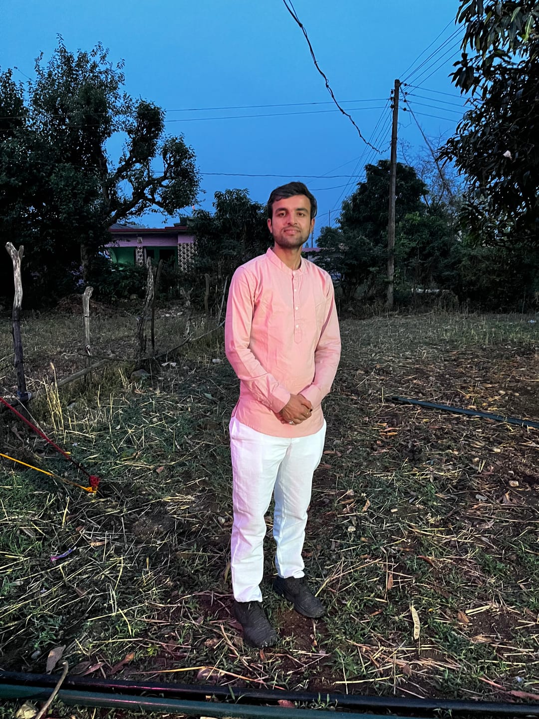 Customer photo review of Men Salmon Pink Airy Linen Short Kurta