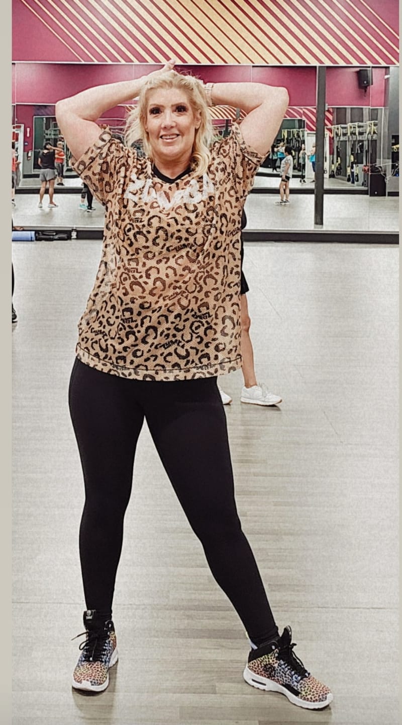 Customer photo review of Zumba Wildbeat Oversized Mesh Top