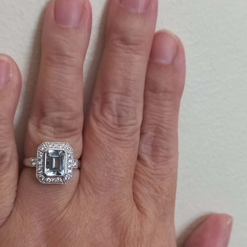 Customer photo review of Bluebird™ Aquamarine & 0.33ct TW Diamond Ring in 9ct White Gold