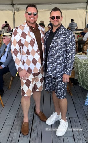 Customer photo review of brown Argyle Men's Party Costumes-Theme Party 2pcs Suit set-Blazer Shorts