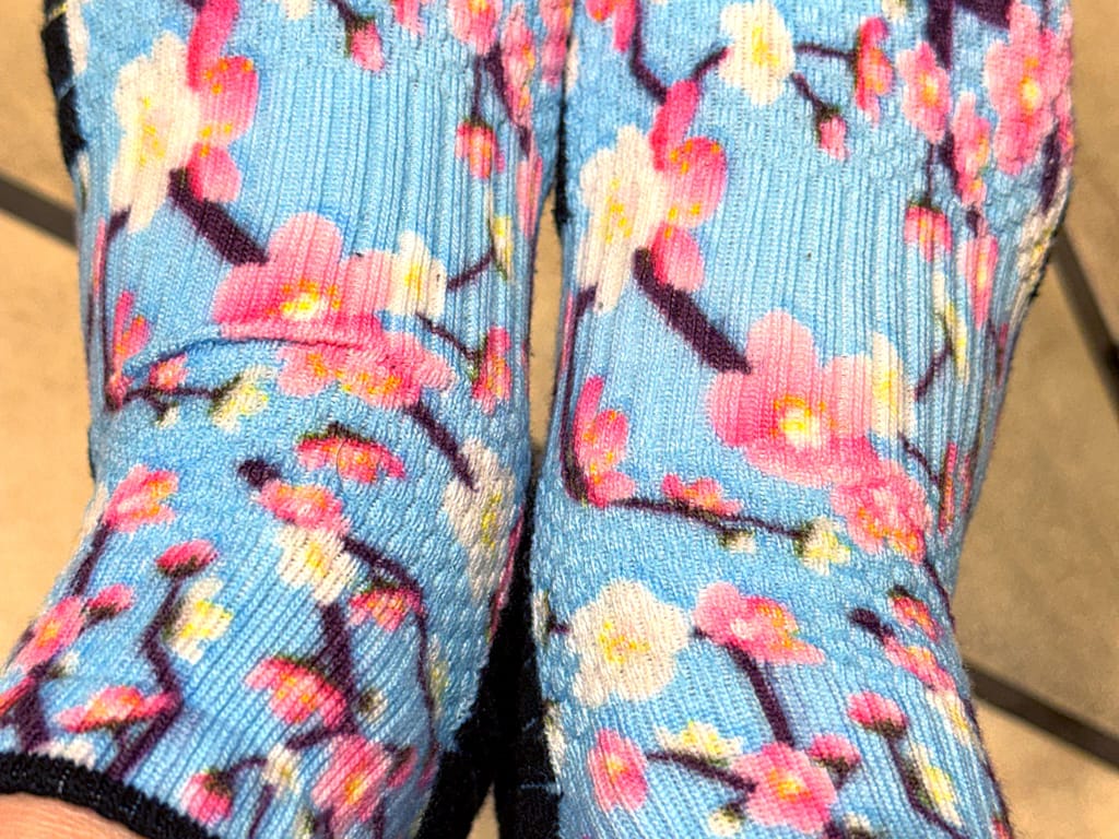 Customer photo review of Cherry Blossoms Ankle Compression Socks