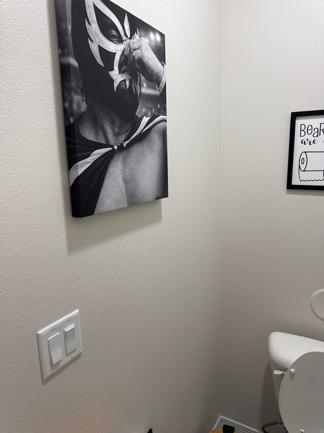 Customer photo review of Lucha Guacala Bathroom Art Canvas 16" * 20"