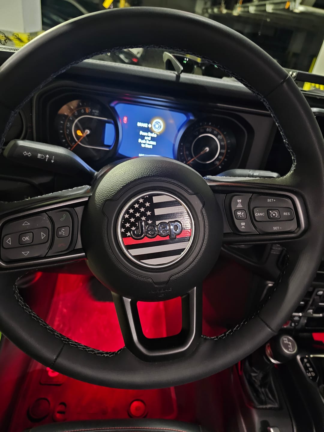 Customer photo review of First Responder Flag Steering Wheel Decal for Jeep