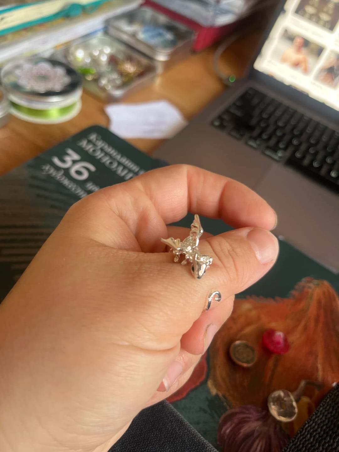 Customer photo review of Adjustable Toothless & Light Fury Ring