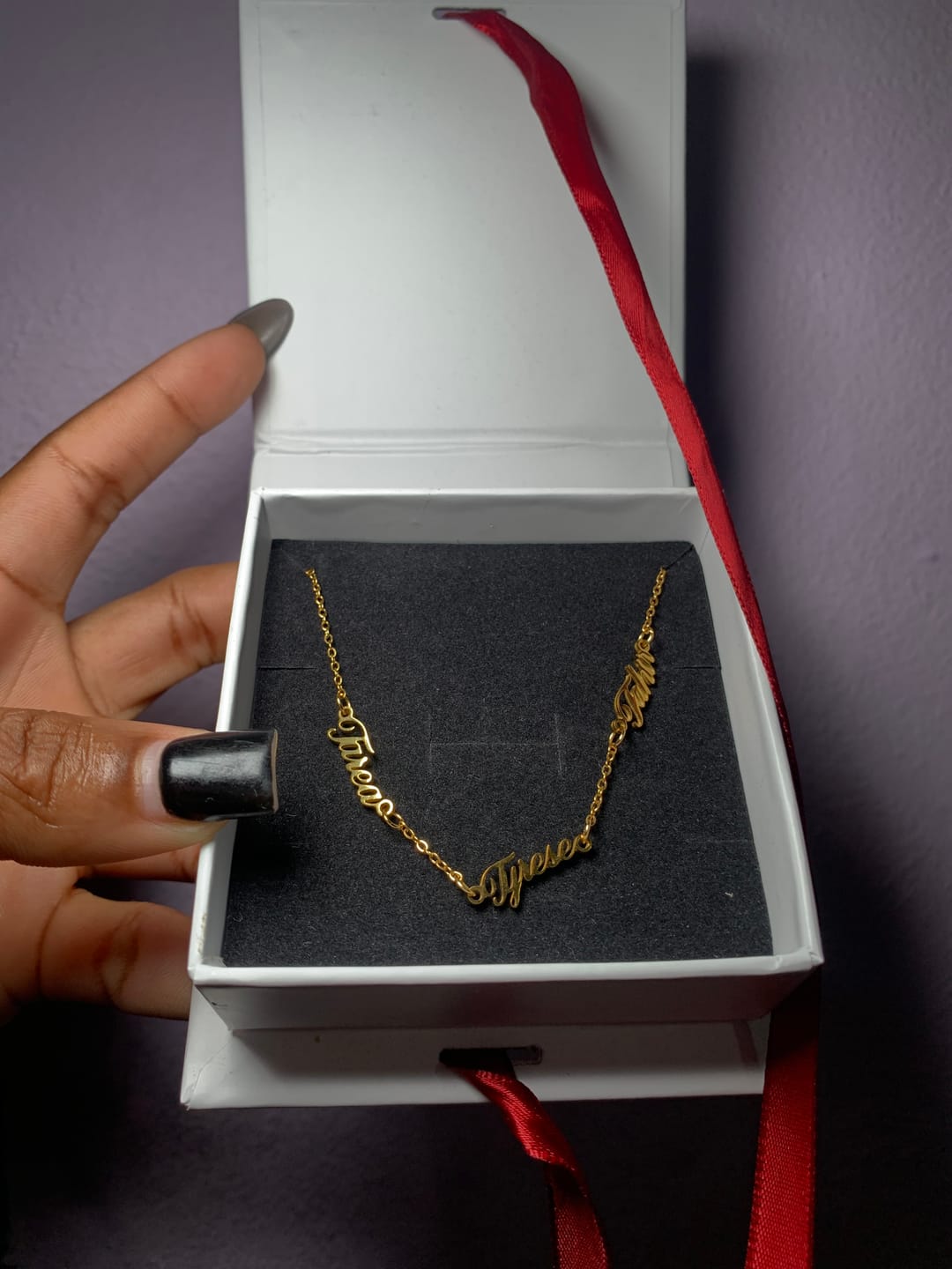 Customer photo review of Custom Multi Name Necklace