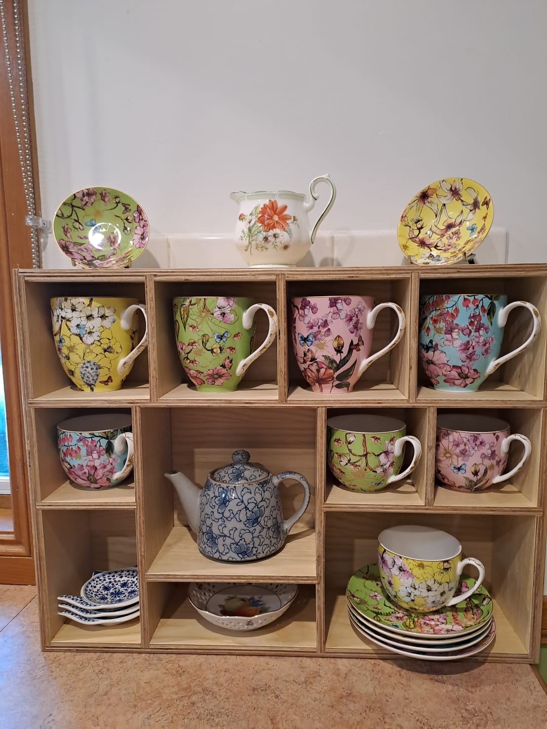 Customer photo review of Handcrafted Wooden Display Shelf