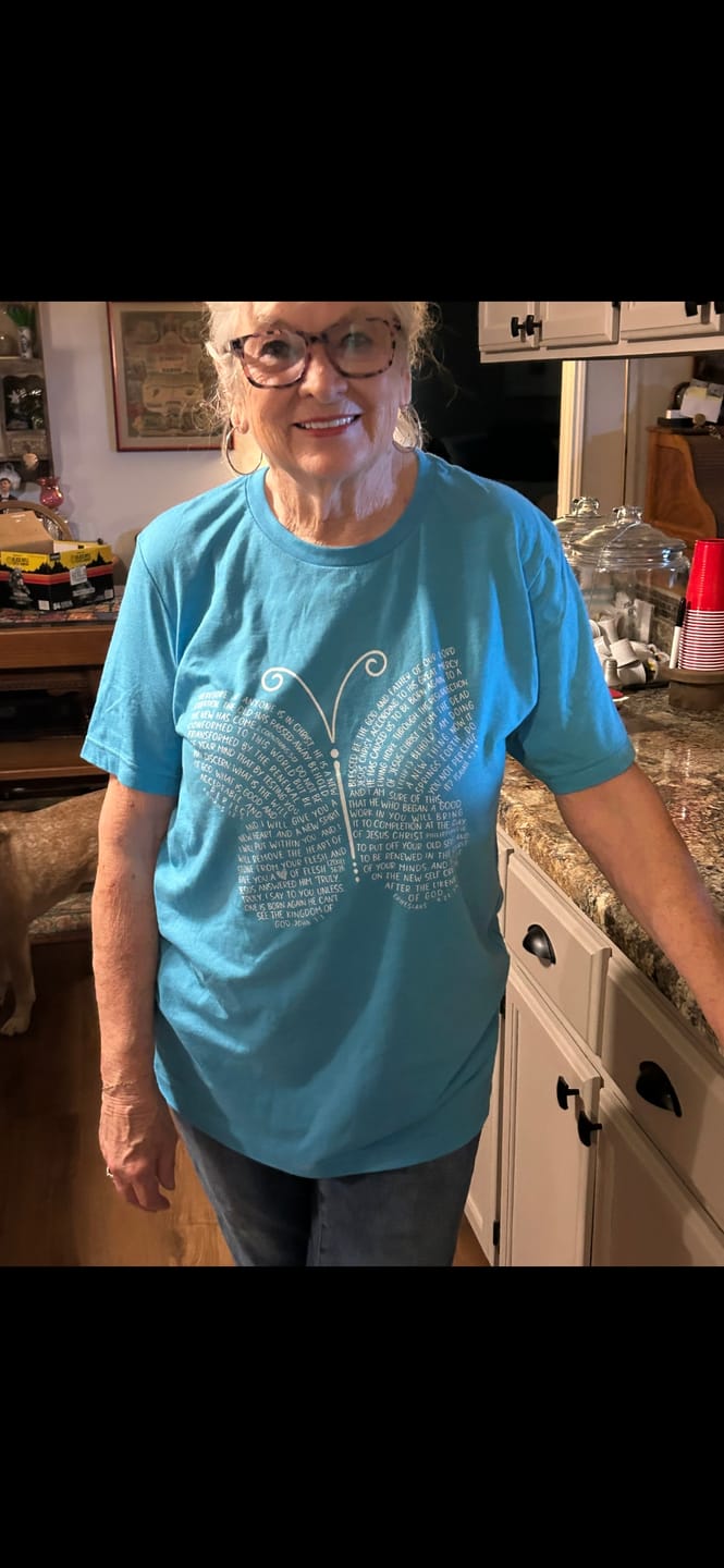 Customer photo review of Scripture Butterfly T-Shirt