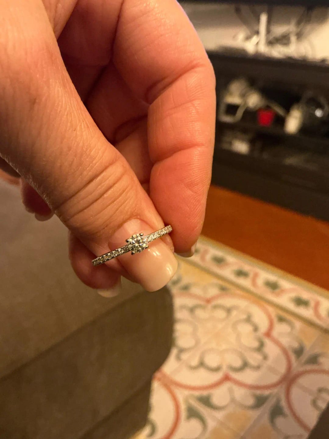 Customer photo review of Silver Petite Round Cut Moissanite Ring