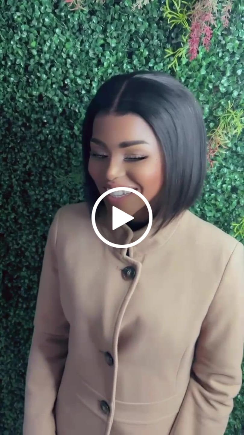 Customer video review of Short Blunt Cut Glue-less 8 inch Bob Wig