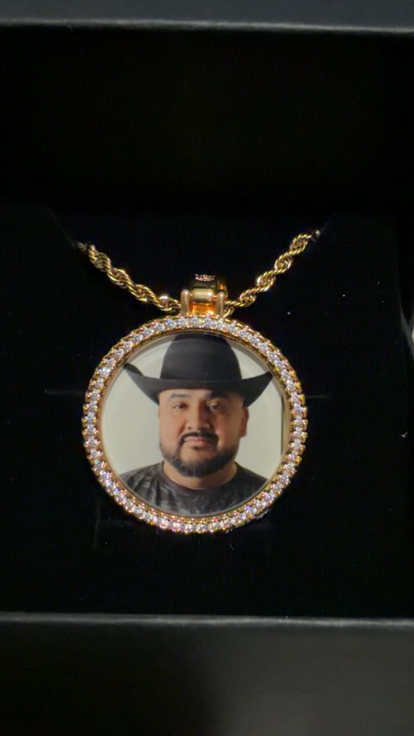 Customer photo review of Diamond Studded Angel Wing Photo Necklace