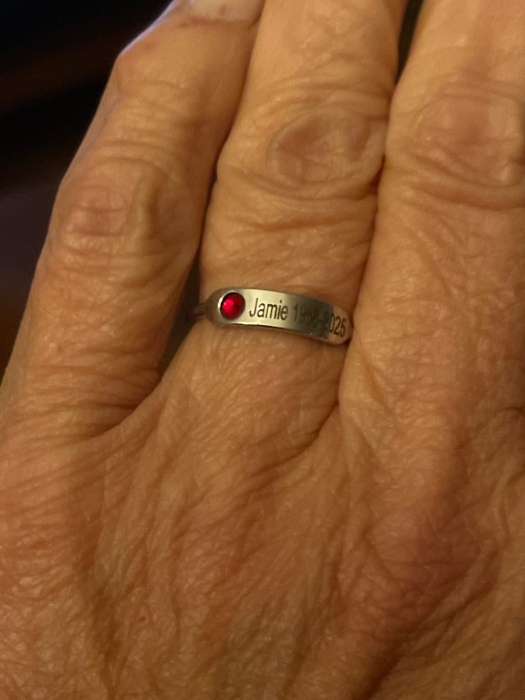 Customer photo review of For Memorial - Personalized Birthstone Name Memorial Ring