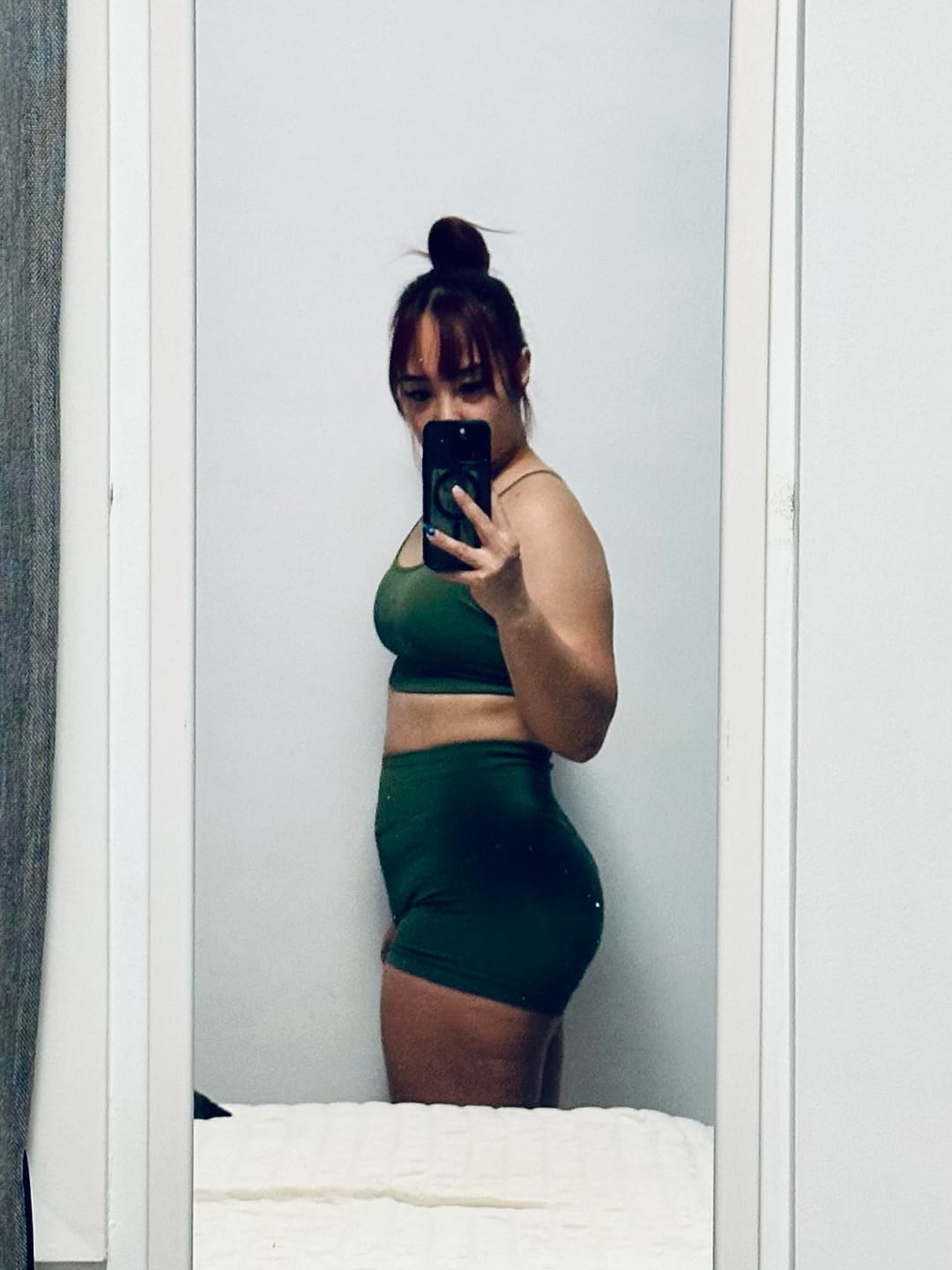 Customer photo review of Sculpt Shorts - Matcha