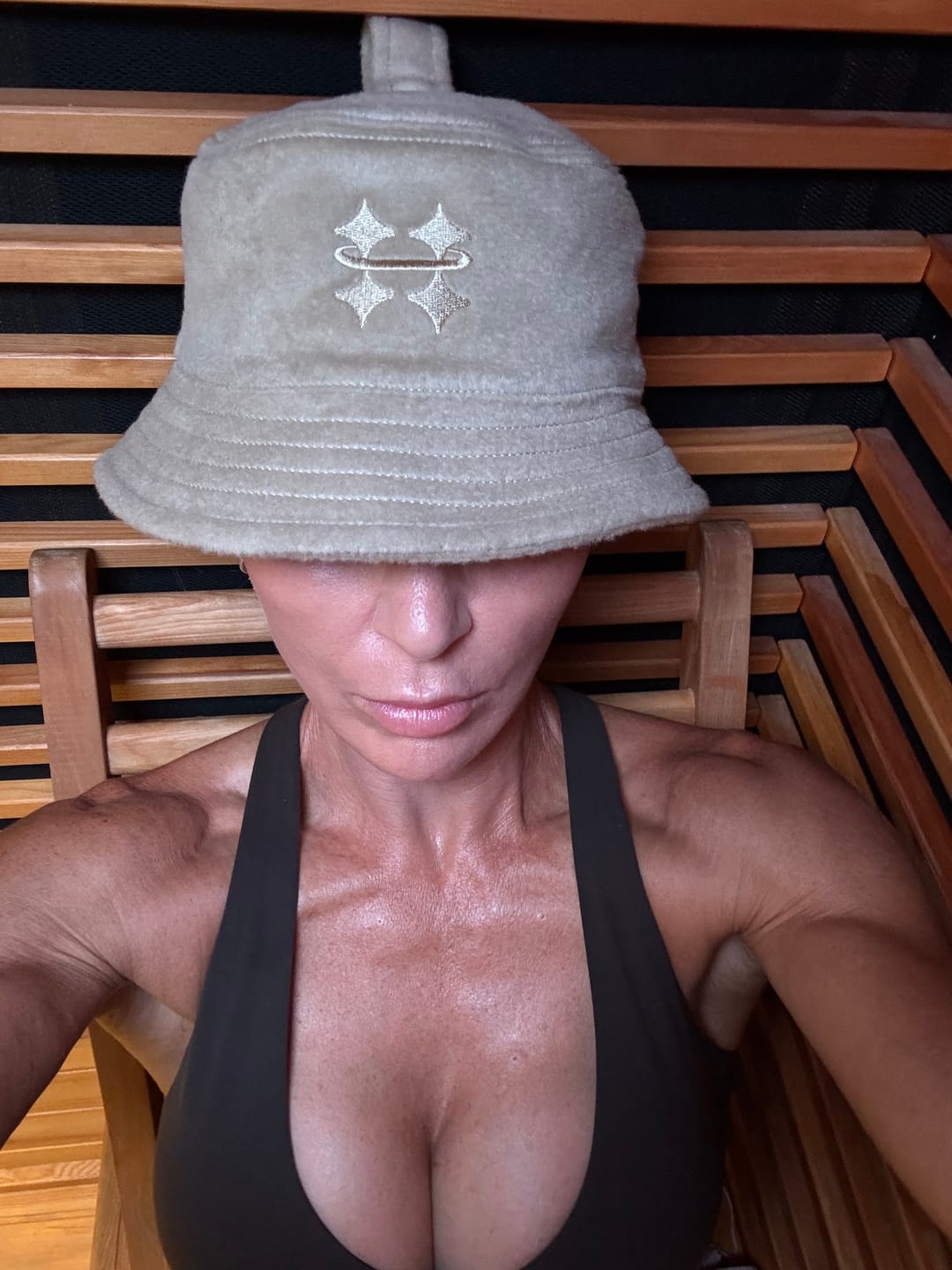 Customer photo review of The Halo Sauna Hat