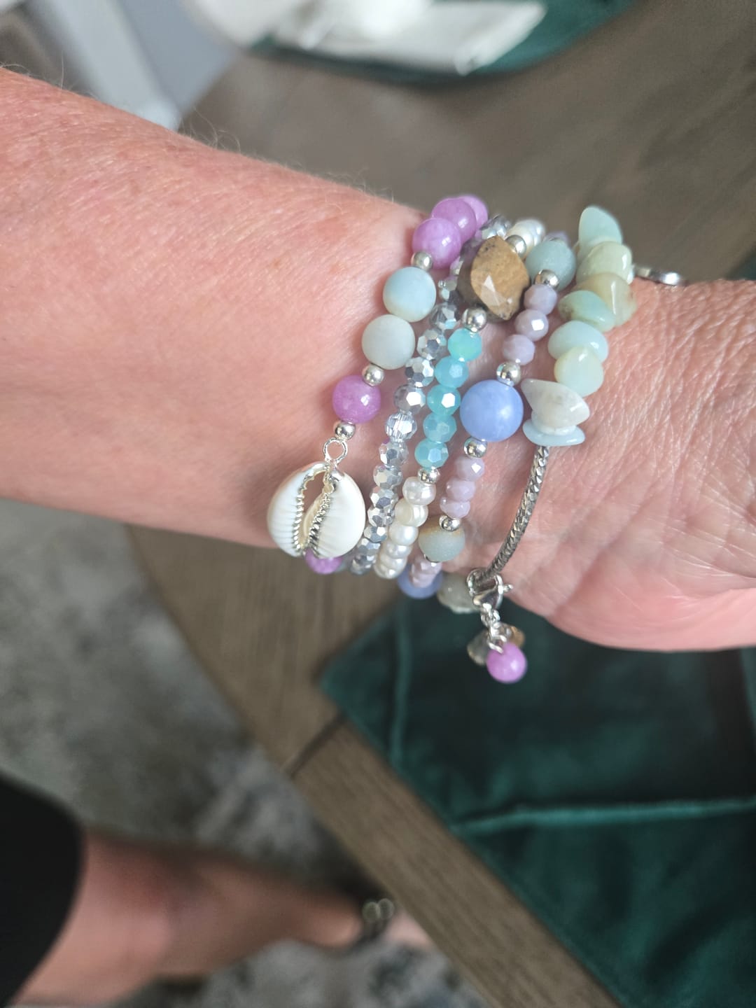 Customer photo review of Seaside Dreams Stretch Apple Watch Strap