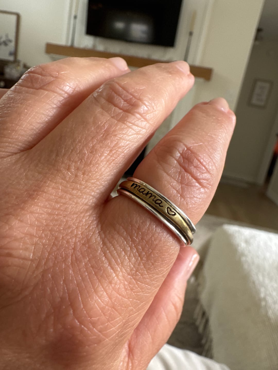 Customer photo review of Two Tone Mama Fidget Ring