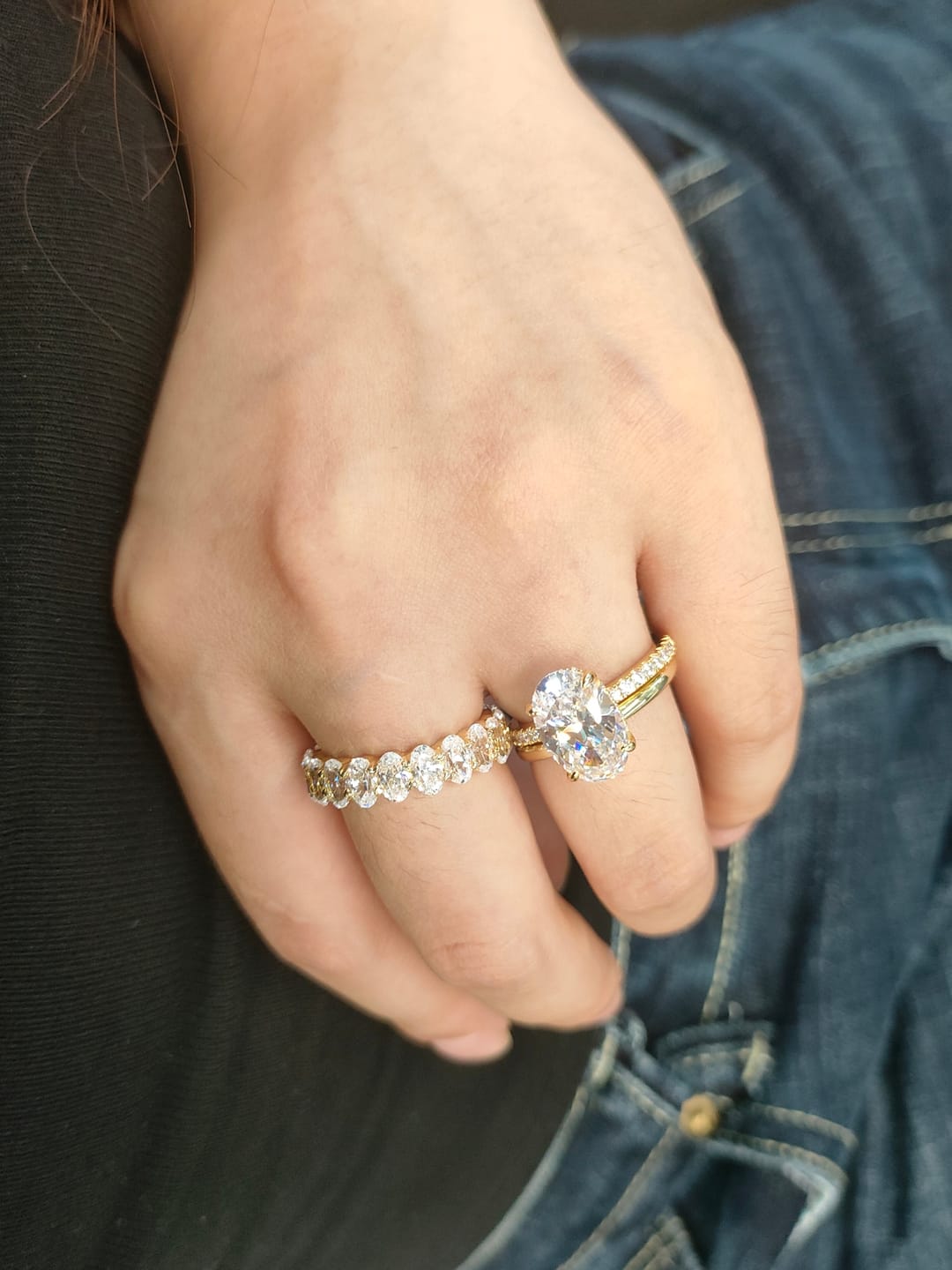 Customer photo review of S925 3PC 4.0Ct Oval Cut Wedding Ring Set Travel Ring For Her With Two Classic Wedding Bands