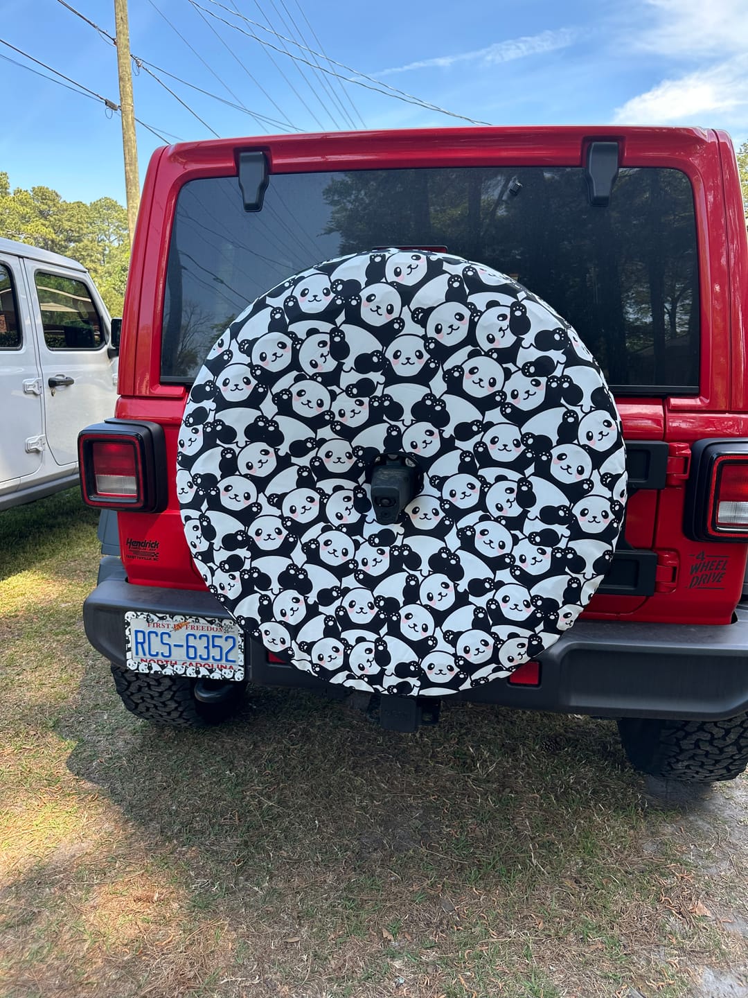 Customer photo review of Cute Happy Panda Pattern Print Tire Cover With Camera Hole