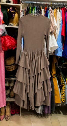 Customer photo review of SOFT POWER TIERED MIDI DRESS