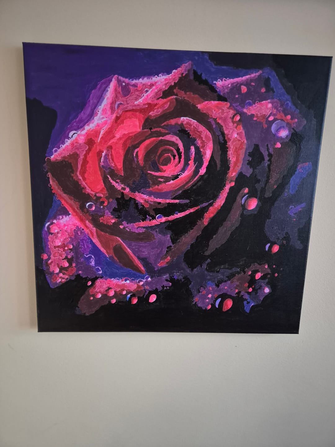 Customer photo review of Malen nach Zahlen - Rote Rose mit Wassertropfen
