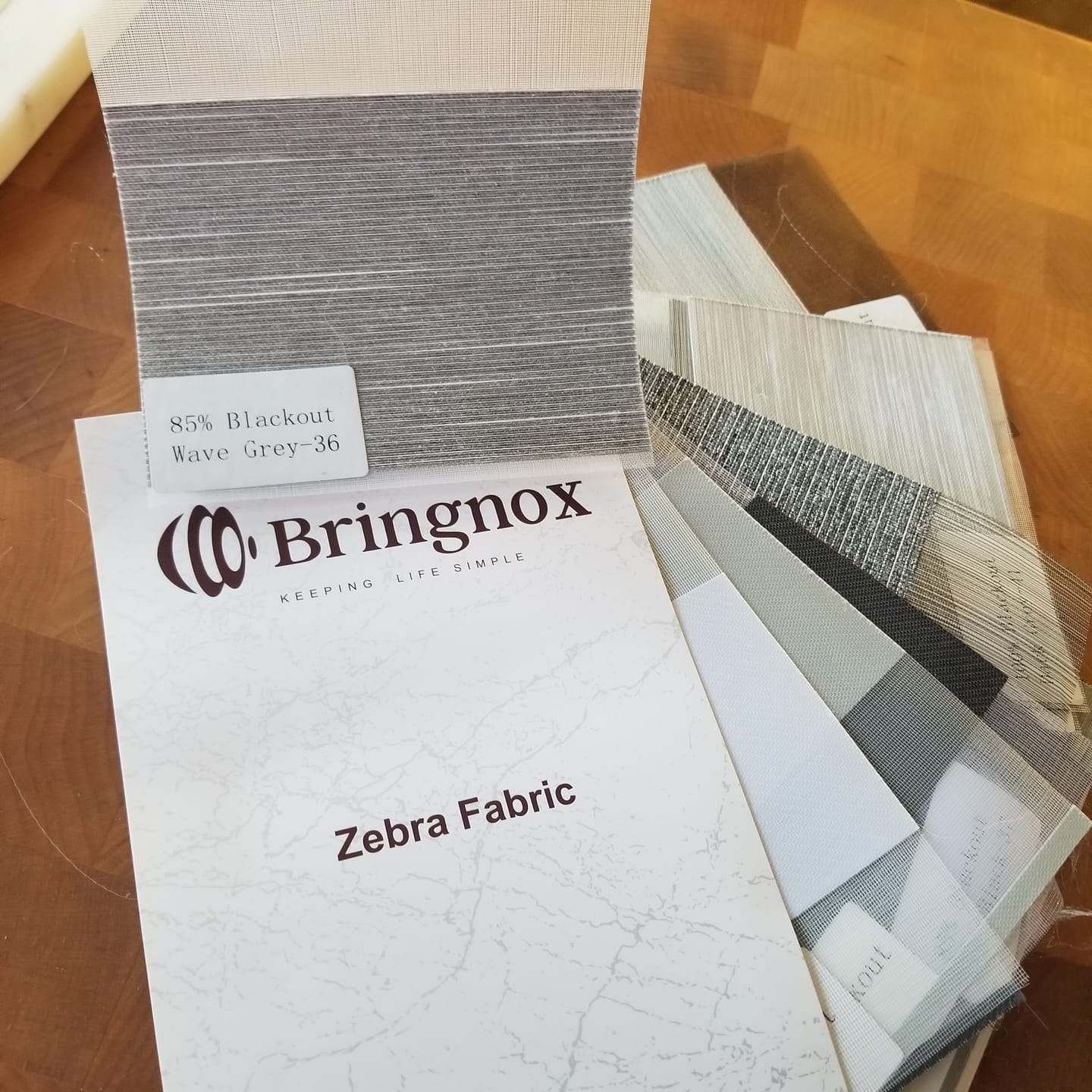 Customer photo review of Bringnox Motorized Blinds Zebra Fabric Swatch