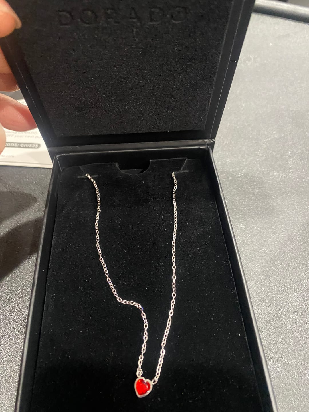 Customer photo review of Heart Birthstone Necklace