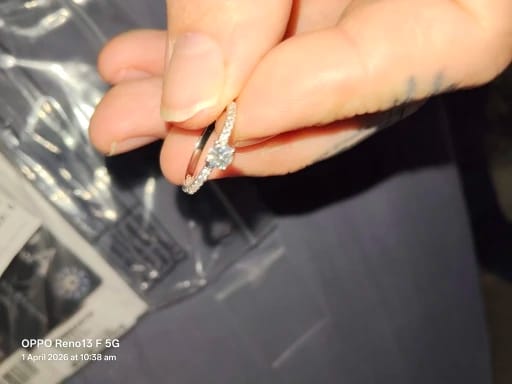 Customer photo review of Silver Petite Round Cut Moissanite Ring