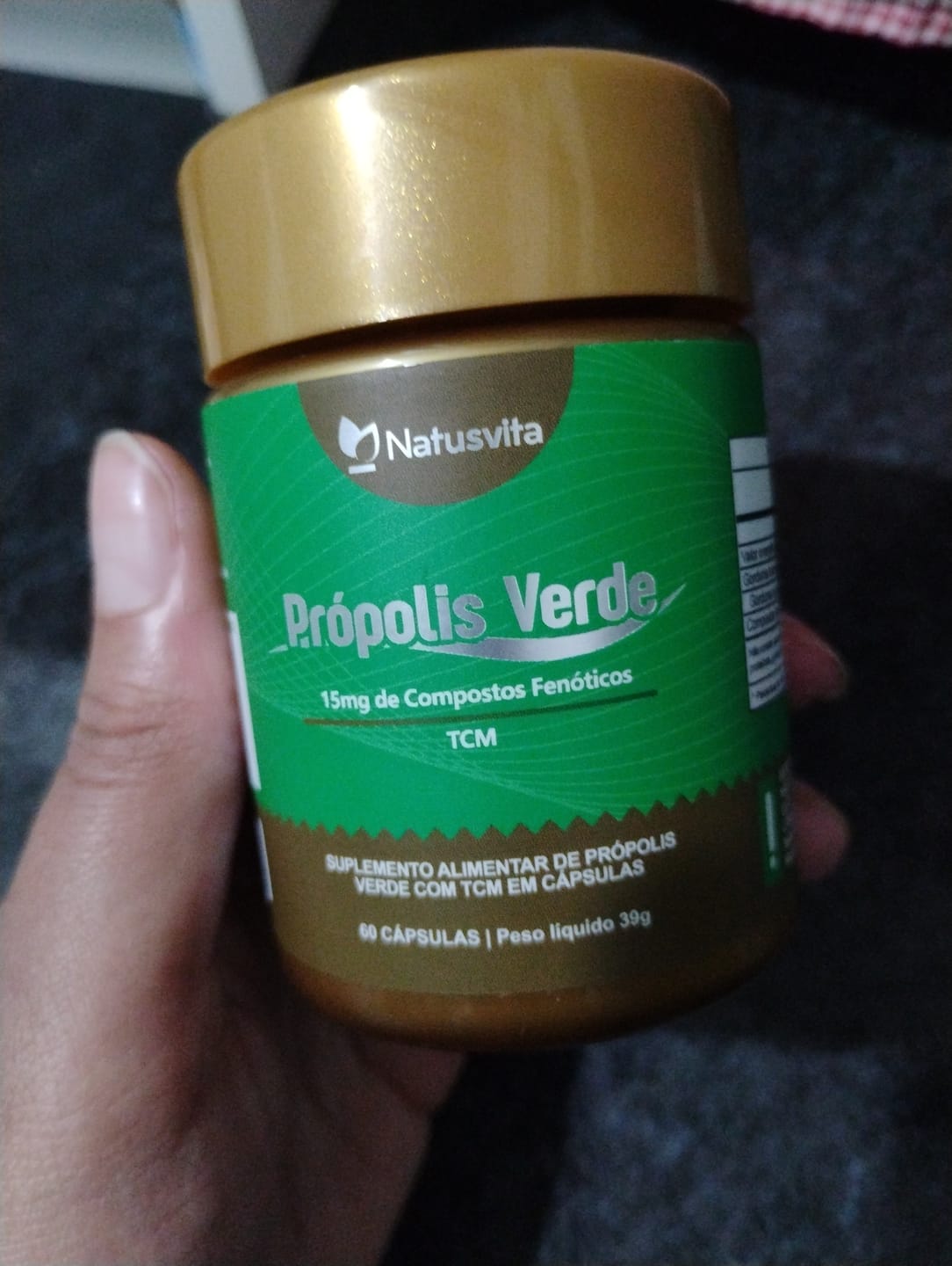 Customer photo review of Própolis Verde com TCM (15mg de Compostos Fenólicos - artepelin C) em Cápsulas