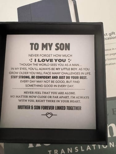 Customer photo review of "To My Son" Engraved Bracelet