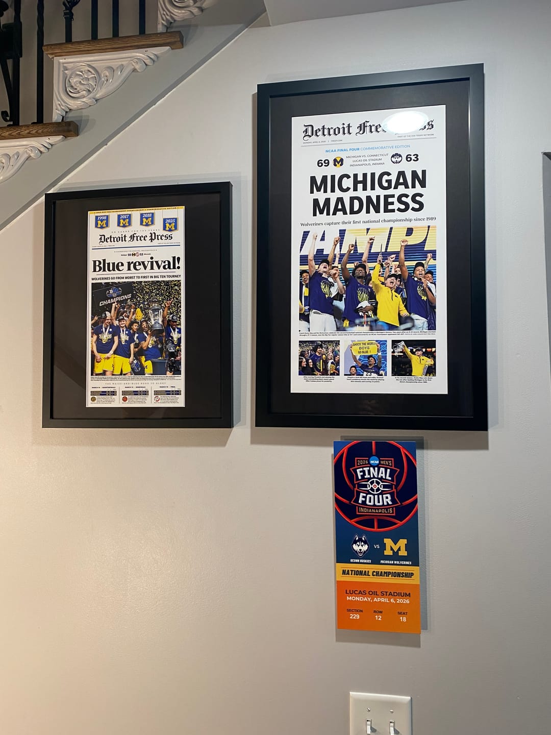 Customer photo review of Michigan 2026 Ticket Stub Men's Basketball National Champions Metal Wall Art
