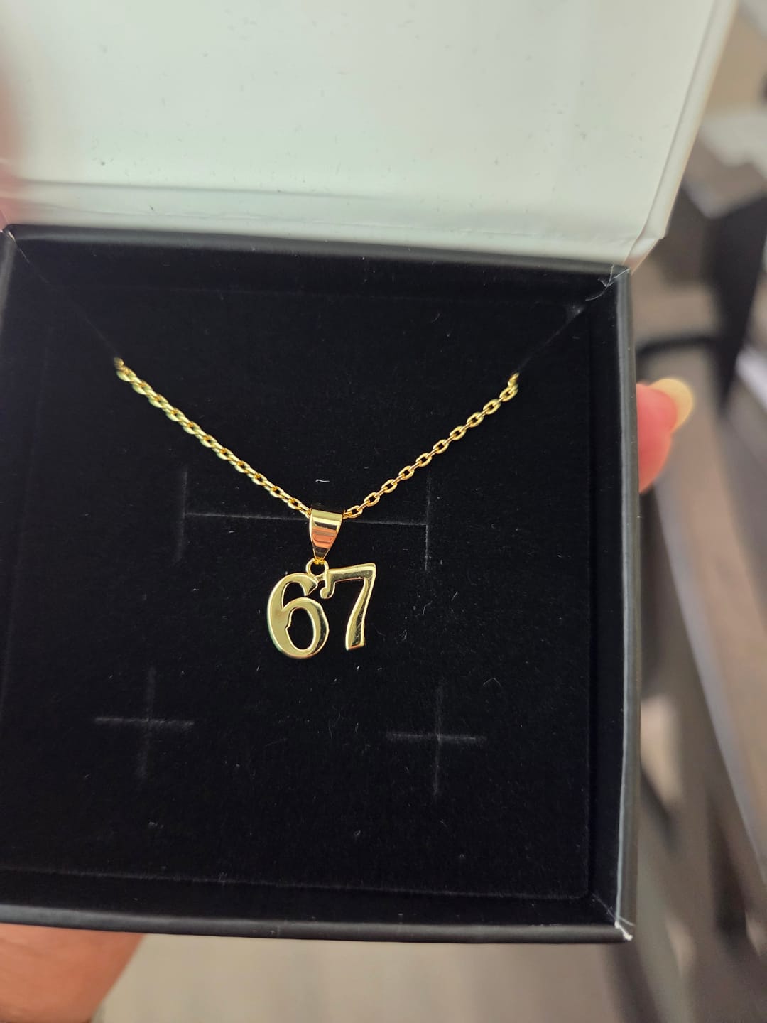 Customer photo review of 18k White Gold Plated 67 Pendant Necklace for Women