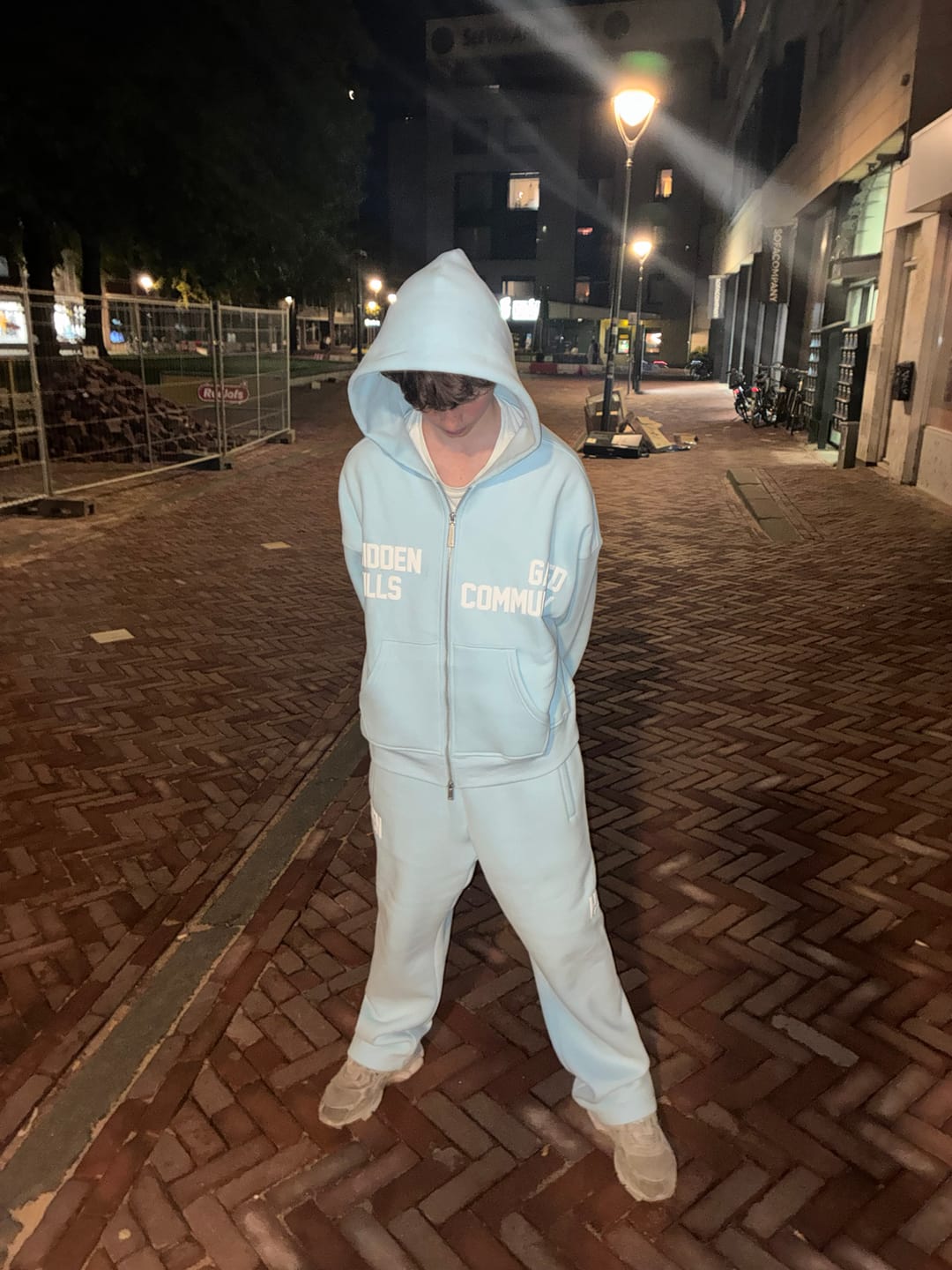 Customer photo review of GATED COMMUNITY ZIP HOODIE LIGHT BLUE