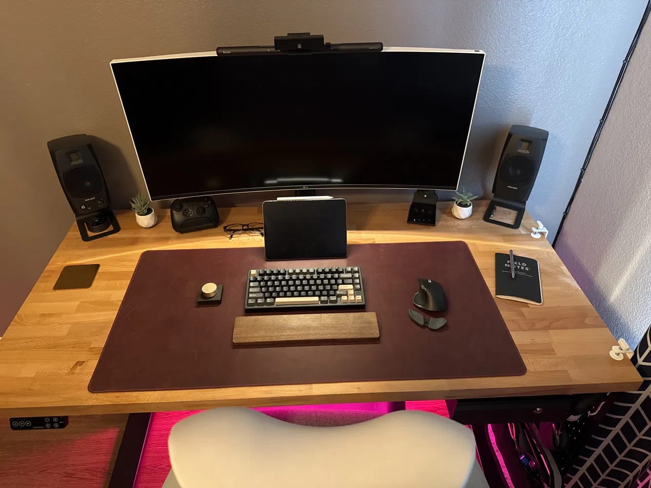 Customer photo review of Leather Desk Mat