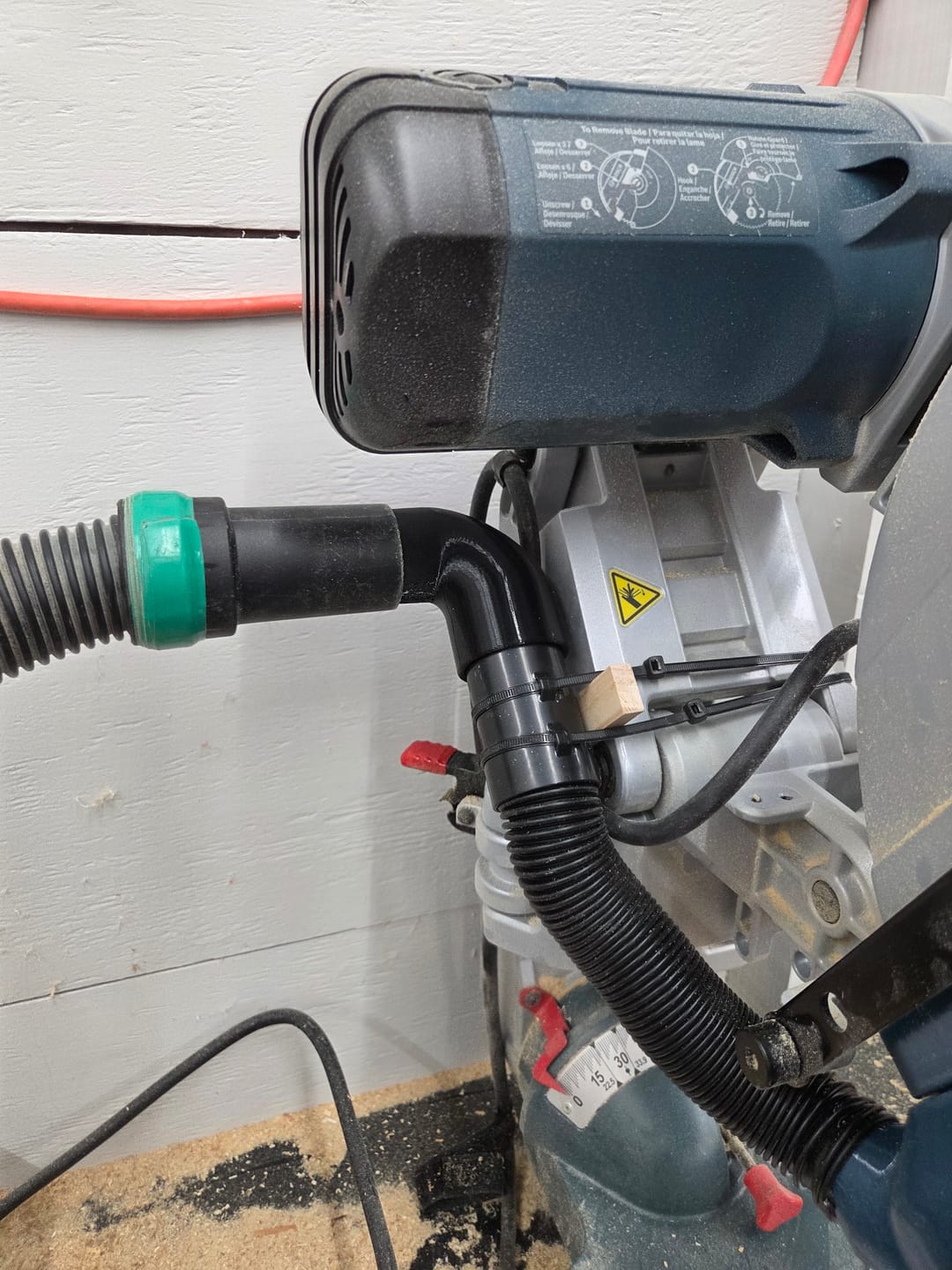 Customer photo review of Dust Collection Chute for Bosch Axial Glide Miter Saw