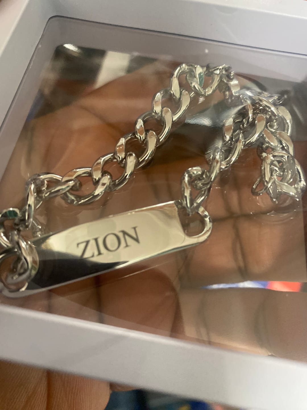 Customer photo review of Engraved Bar Cuban Link Bracelet