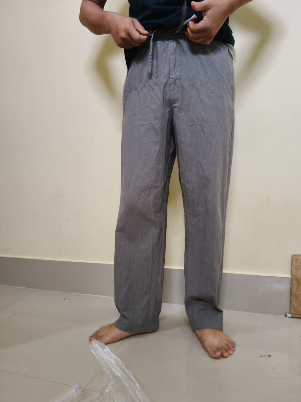Customer photo review of Men Grey Cotton Pant